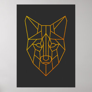 Poster Renard doré géométrique animal faune moderne art