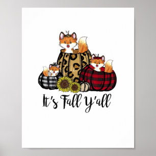 Poster Renard drôle C'est automne Y'all Thanksgiving Anim