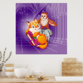 Poster renard et hibou (Cuisine)