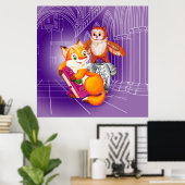 Poster renard et hibou (Bureau à domicile)