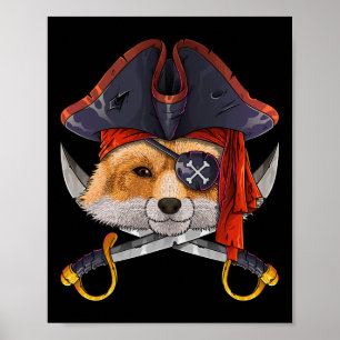 Poster Renard pirate Jolly roger Halloween Costume Crossb