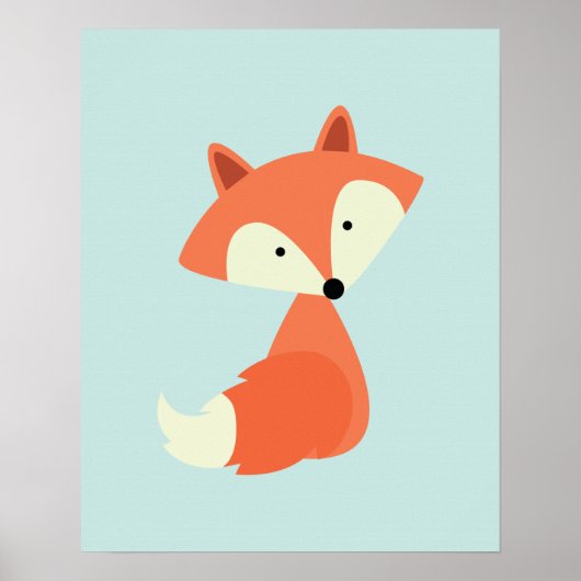 Poster Renard Rouge Bébé Mignon (Devant)