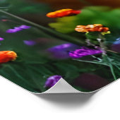 Poster Renard rouge dans le champ de Fleur sauvage (Coin)