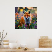 Poster Renard rouge dans le champ de Fleur sauvage (Cuisine)
