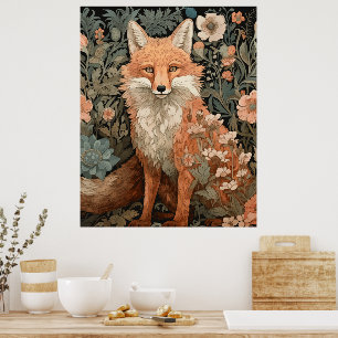 Poster Renard rouge dans un jardin anglais victorien