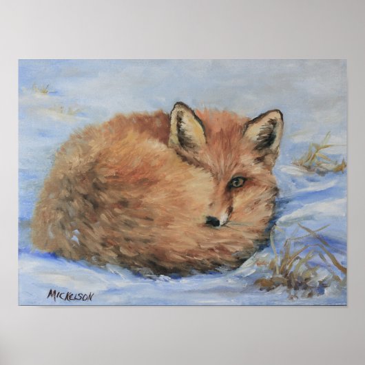 Poster Renard rouge en beaux-arts de la neige (Devant)
