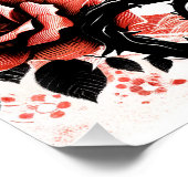 Poster Renard rouge et Roses avec Thornes Linocut (Coin)