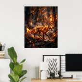 Poster Renard Rouge Feu Forêt Braise (Bureau à domicile)