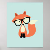 Poster Renard Rouge Hipster Mignon (Devant)