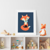 Poster Renard Rouge Hipster Monocle