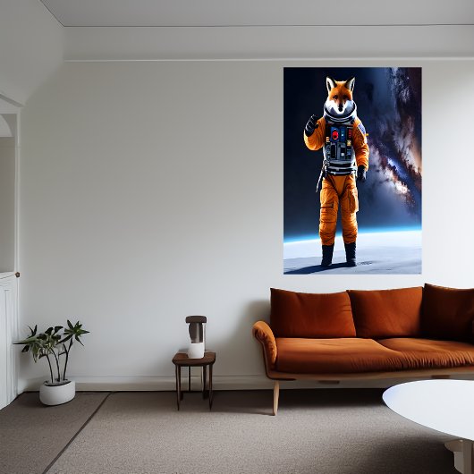 Poster Renard rouge portant un costume spatial cool | AI 