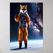 Poster Renard rouge portant un costume spatial cool | AI  (Devant)