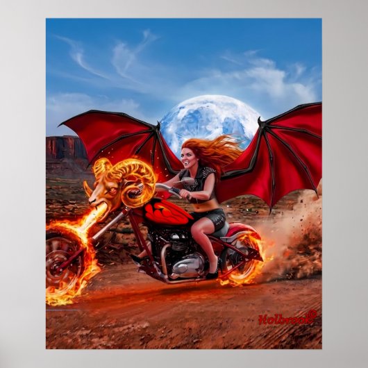 Poster Renarde Vampire Fougueuse Motarde Babe (Devant)