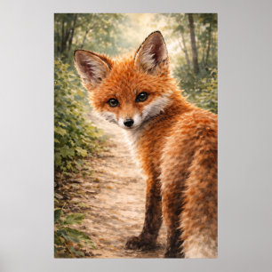 Poster Renardeau roux animal de la forêt