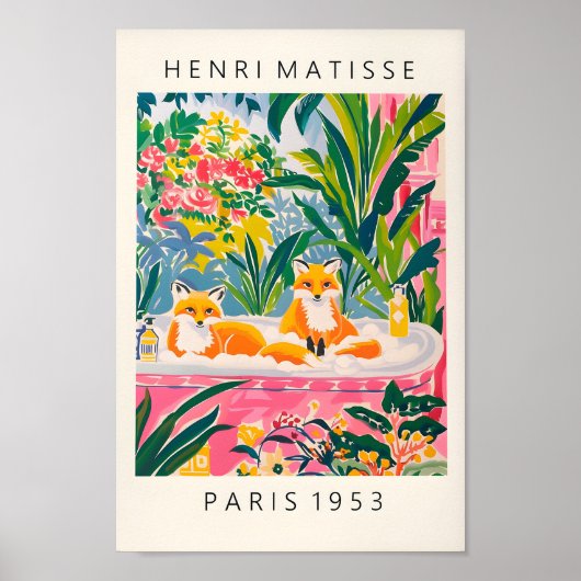 Poster Renards Dans Baignoire Art Imprimer, Drôle Vanité (Devant)