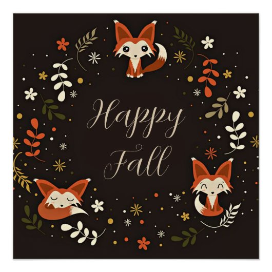 Poster Renards d'automne avec texte personnalisable  (Devant)