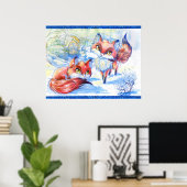 Poster Renards d'hiver (Bureau à domicile)