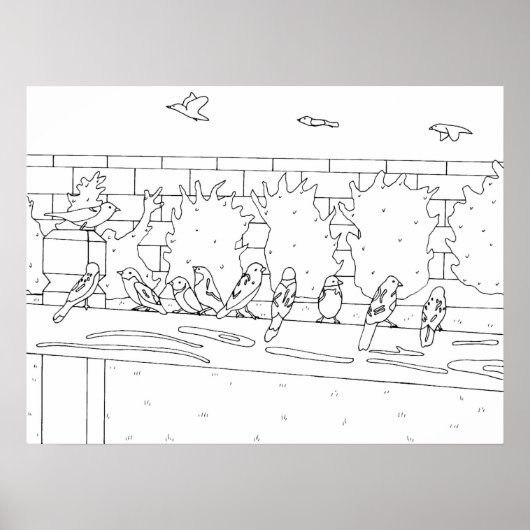 Poster Rencontre avec les oiseaux du Bruant sur le dessin (Devant)