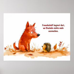 Poster Rencontre de chien et de hérisson en bande dessiné