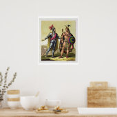 Poster Rencontre entre Hernando Cortes (1485-1547) (Cuisine)
