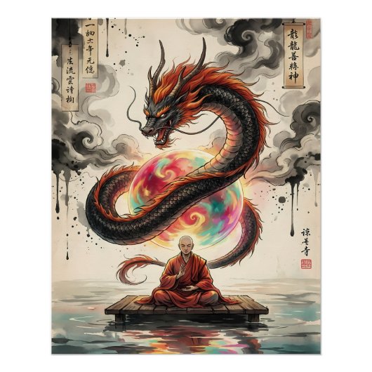 Poster Rencontre Sérénité : Moine et Dragon Céleste (Devant)