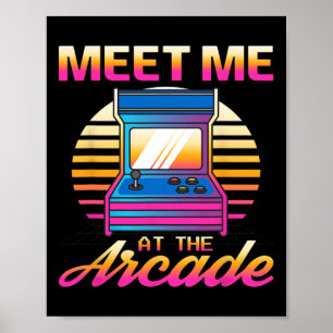 Poster Rencontrez-Moi À L'Arcade Gamer Vaporwave Retro Vi