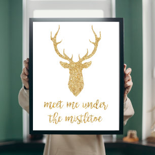 Poster Rencontrez-moi sous le mistletoe - Gold Christmas