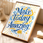 Poster Rendre aujourd'hui Extraordinaire : Motivational W<br><div class="desc">Commencez votre journée par la positivité et l'objectif avec cette impression artistique dynamique "Make Today Extraordinaire". Doté d'une typographie audacieuse, lettrée à la main dans des jaunes ensoleillés et des bleus profonds, accentuée de nuages d'aquarelle et d'étoiles fantaisistes, cette pièce est un rappel puissant pour saisir la journée et la...</div>