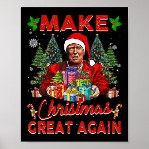 Poster Rendre Noël super à nouveau drôle Père Noël Trump 