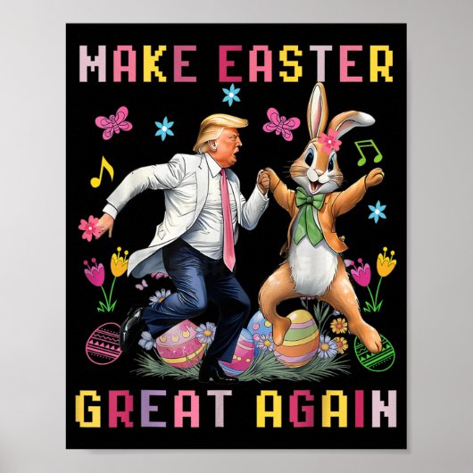 Poster Rendre Pâques plus belle - Trump Danser Avec Bunny (Devant)