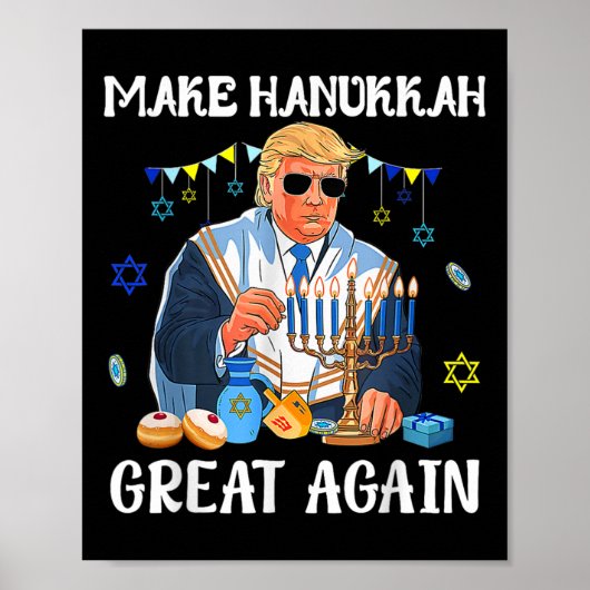 Poster Rendre sa grandeur à Hanoukka juive laid Chanukah  (Devant)