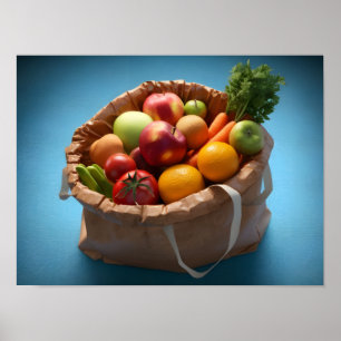 Poster Rendu 3D de haute qualité d'aliments frais