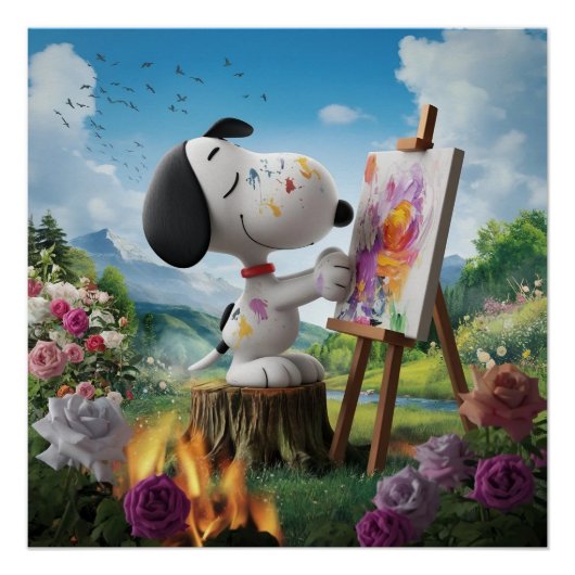 Poster Rendu 3D d'un joli peintre de chien (Devant)