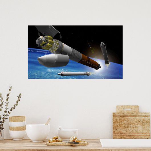 Poster Rendu d'artiste d'une fusée de transport lourd (Cuisine)