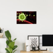 Poster Rendu illustré du coronavirus du SRAS (Bureau à domicile)