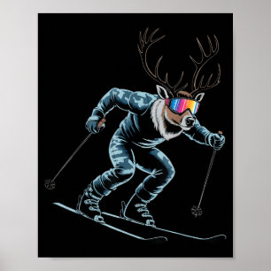 Poster Renne de ski drôle Ski Hiver Srt Snowboardeur S