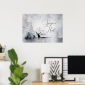 Poster Rennes dans l'Aquarelle gris sauvage Noël (Bureau à domicile)