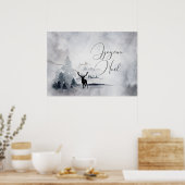 Poster Rennes dans l'Aquarelle gris sauvage Noël (Cuisine)