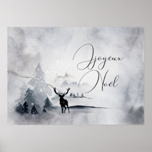 Poster Rennes dans l'Aquarelle gris sauvage Noël