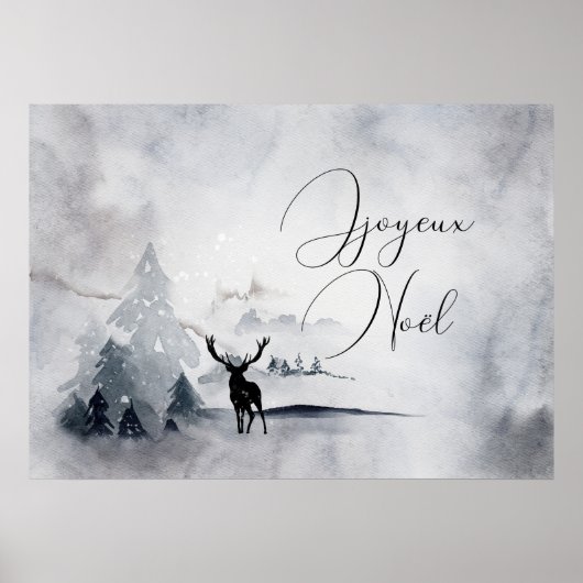 Poster Rennes dans l'Aquarelle gris sauvage Noël (Devant)