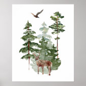 Poster Rennes d'aquarelle en forêt d'hiver Noël (Devant)