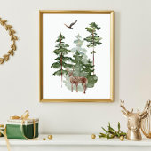 Poster Rennes d'aquarelle en forêt d'hiver Noël
