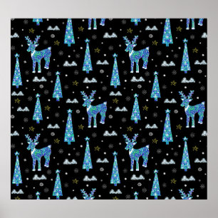 Poster Rennes, flocons de neige, motif de Noël