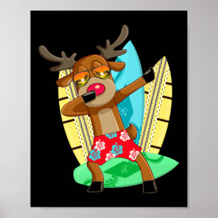 Poster Renneur Dabbing Noël en été Fête de Noël