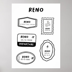 Poster Reno - Collection Timbre de voyage Conception vi