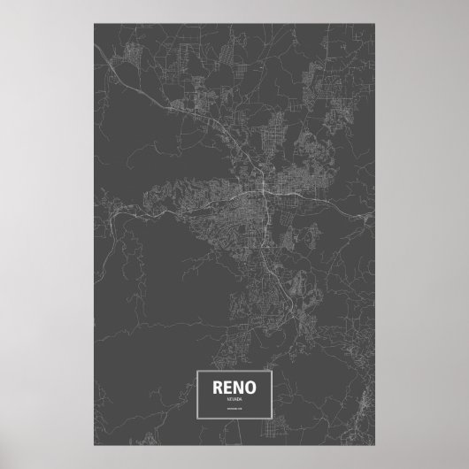 Poster Reno, Nevada (blanc sur noir) (Devant)