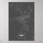 Poster Reno, Nevada (blanc sur noir) (Devant)