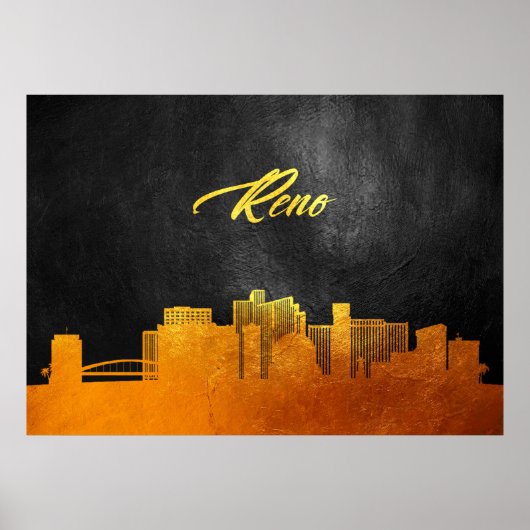 Poster Reno Nevada Gold Skyline (Devant)