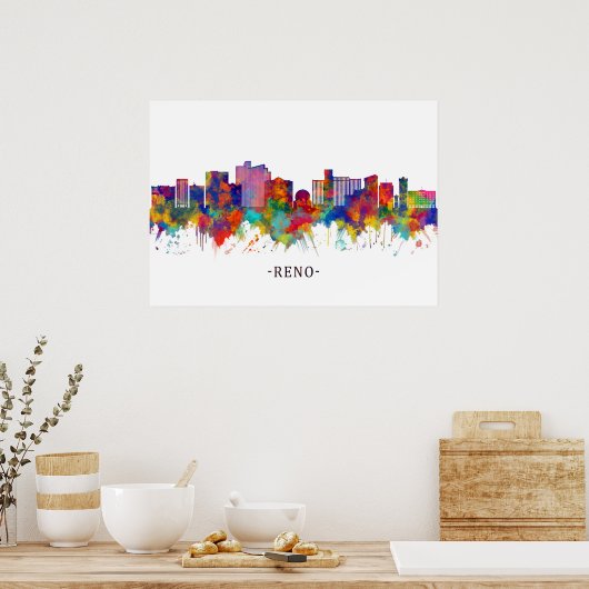 Poster Reno Nevada Skyline (Cuisine)