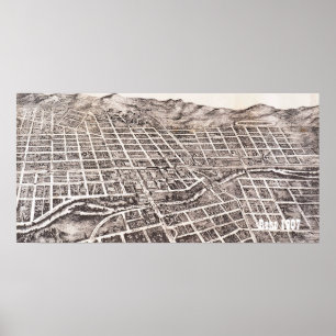 Poster Reno panoramique vintage 1907